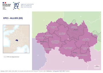 Carte d&eacute;partementale des EPCI en 2023 : Allier
