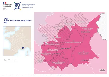 Carte d&eacute;partementale des EPCI en 2023 : Alpes-de-Haute-Provence