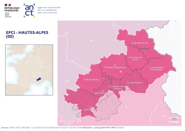 Carte d&eacute;partementale des EPCI en 2023 : Hautes-Alpes