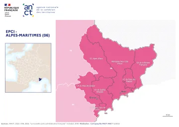 Carte d&eacute;partementale des EPCI en 2023 : Alpes-Maritimes