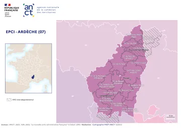 Carte d&eacute;partementale des EPCI en 2023 : Ard&egrave;che