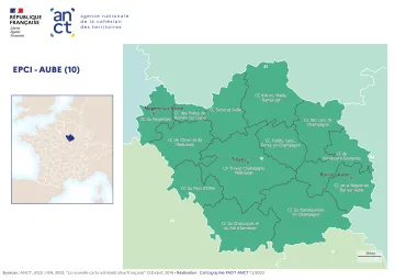 Carte d&eacute;partementale des EPCI en 2023 : Aube