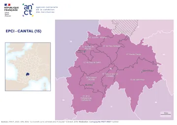 Carte d&eacute;partementale des EPCI en 2023 : Cantal