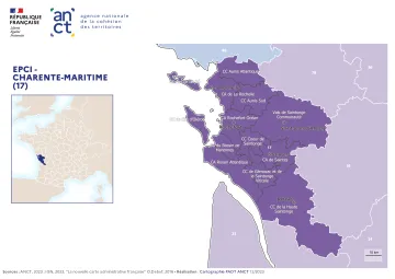 Carte d&eacute;partementale des EPCI en 2023 : Charente-Maritime