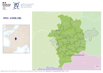 Carte d&eacute;partementale des EPCI en 2023 : Cher