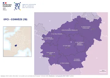 Carte d&eacute;partementale des EPCI en 2023 : Corr&egrave;ze