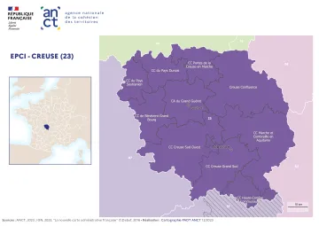Carte d&eacute;partementale des EPCI en 2023 : Creuse