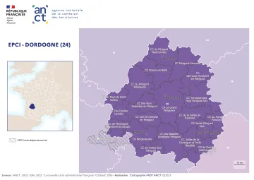 Carte d&eacute;partementale des EPCI en 2023 : Dordogne