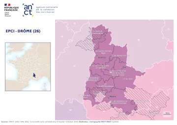 Carte d&eacute;partementale des EPCI en 2023 : Dr&ocirc;me