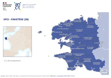 Carte d&eacute;partementale des EPCI en 2023 : Finist&egrave;re