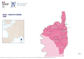 Carte d&eacute;partementale des EPCI en 2023 : Haute-Corse