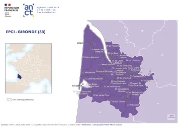Carte d&eacute;partementale des EPCI en 2023 : Gironde