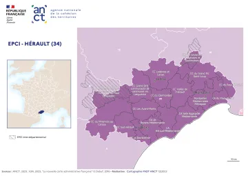 Carte d&eacute;partementale des EPCI en 2023 : H&eacute;ra