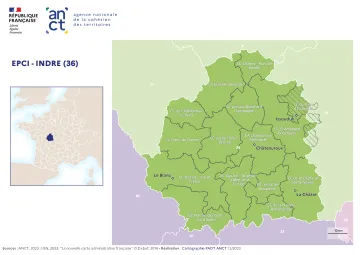 Carte d&eacute;partementale des EPCI en 2023 : Indre