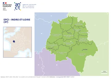 Carte d&eacute;partementale des EPCI en 2023 : Indre-et-Loire