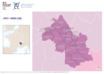 Carte d&eacute;partementale des EPCI en 2023 : Is&egrave;re