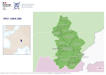 Carte d&eacute;partementale des EPCI en 2023 : Jura