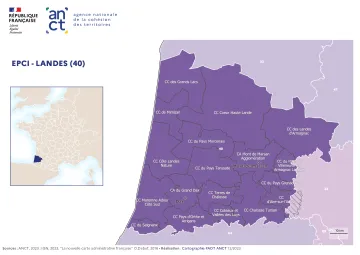 Carte d&eacute;partementale des EPCI en 2023 : Landes