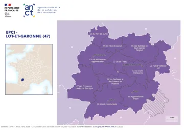 Carte d&eacute;partementale des EPCI en 2023 : Lot-et-Garonne