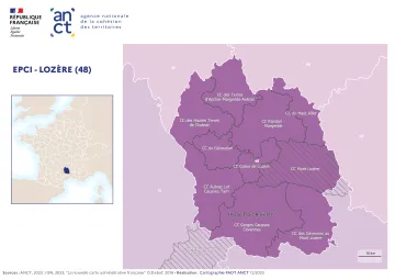 Carte d&eacute;partementale des EPCI en 2023 : Loz&egrave;re