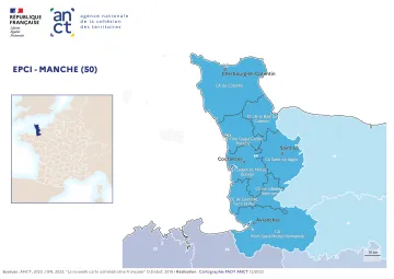 Carte d&eacute;partementale des EPCI en 2023 : Manche