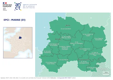 Carte d&eacute;partementale des EPCI en 2023 : Marne