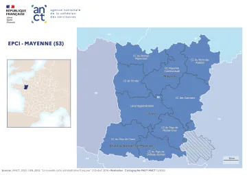Carte d&eacute;partementale des EPCI en 2023 : Mayenne