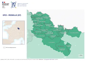 Carte d&eacute;partementale des EPCI en 2023 : Moselle