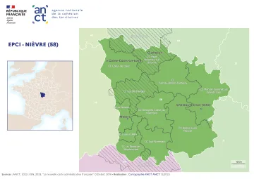 Carte d&eacute;partementale des EPCI en 2023 : Ni&egrave;vre