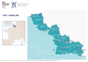 Carte d&eacute;partementale des EPCI en 2023 : Nord
