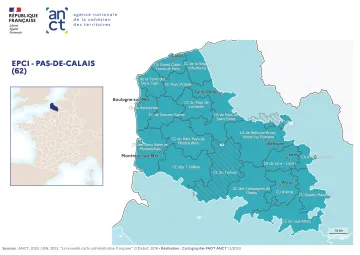 Carte d&eacute;partementale des EPCI en 2023 : Pas-de-Calais