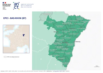 Carte d&eacute;partementale des EPCI en 2023 : Bas-Rhin