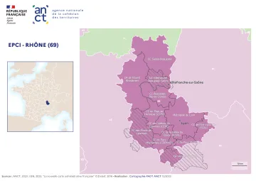Carte d&eacute;partementale des EPCI en 2023 : Rh&ocirc;ne
