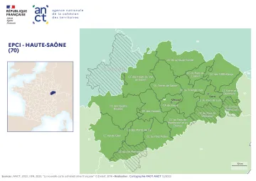 Carte d&eacute;partementale des EPCI en 2023 : Haute-Sa&ocirc;ne