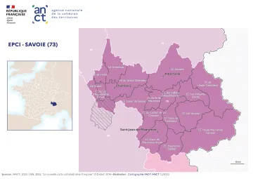 Carte d&eacute;partementale des EPCI en 2023 : Savoie