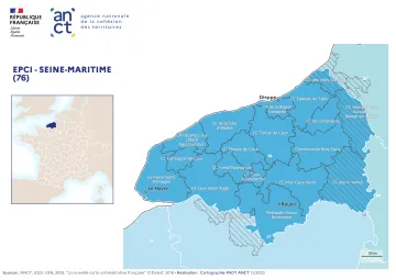 Carte d&eacute;partementale des EPCI en 2023 : Seine-Maritime