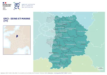 Carte d&eacute;partementale des EPCI en 2023 : Seine-et-Marne