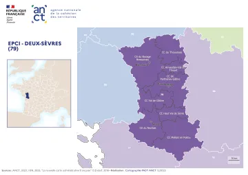 Carte d&eacute;partementale des EPCI en 2023 : Deux-S&egrave;vres