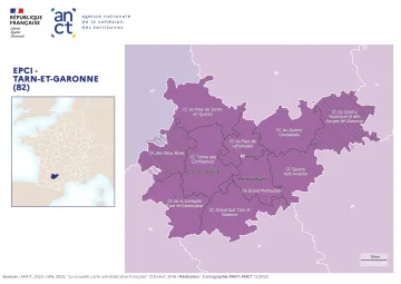 Carte d&eacute;partementale des EPCI en 2023 : Tarn-et-Garonne