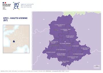 Carte d&eacute;partementale des EPCI en 2023 : Haute-Vienne