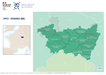 Carte d&eacute;partementale des EPCI en 2023 : Vosges