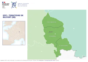 Carte d&eacute;partementale des EPCI en 2023 : Territoire de Belfort