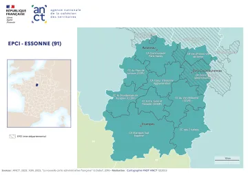 Carte d&eacute;partementale des EPCI en 2023 : Essonne