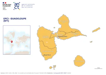 Carte d&eacute;partementale des EPCI en 2023 : Guadeloupe