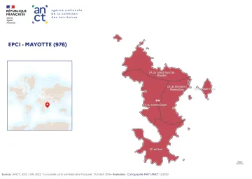 Carte d&eacute;partementale des EPCI en 2023 :Mayotte