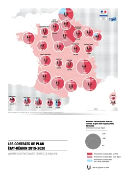 Les montants contractualis&eacute;s et les dates de signatures des contrats de plan Etat-R&eacute;gion 2015-2020
