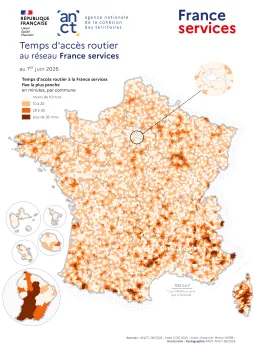Temps d'acc&egrave;s routier au r&eacute;seau France services