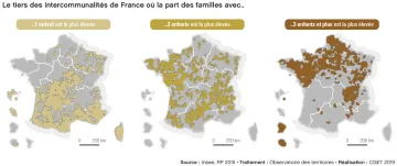 Le tiers des intercommunalit&eacute;s de France o&ugrave; la part des familles avec enfant(s) est la plus &eacute;lev&eacute;e