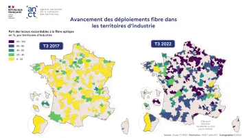 Avancement des d&eacute;ploiements fibre dans les Territoires d'industrie