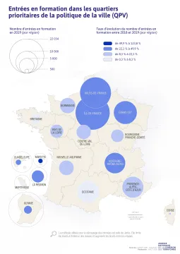 Entr&eacute;es en formation dans les quartiers prioritaires de la politique de la ville (QPV)